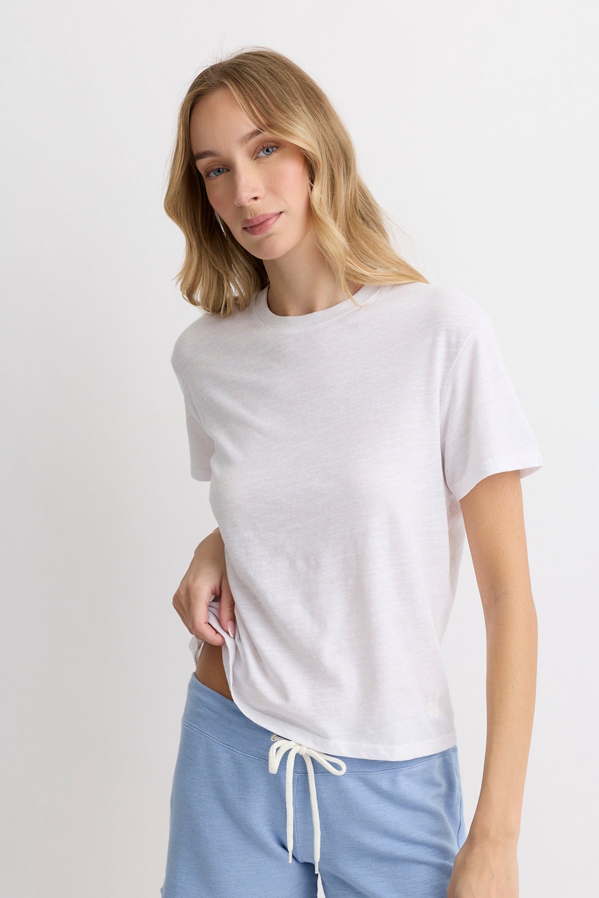 Textured Tri-Blend Basic Crew Neck Tee