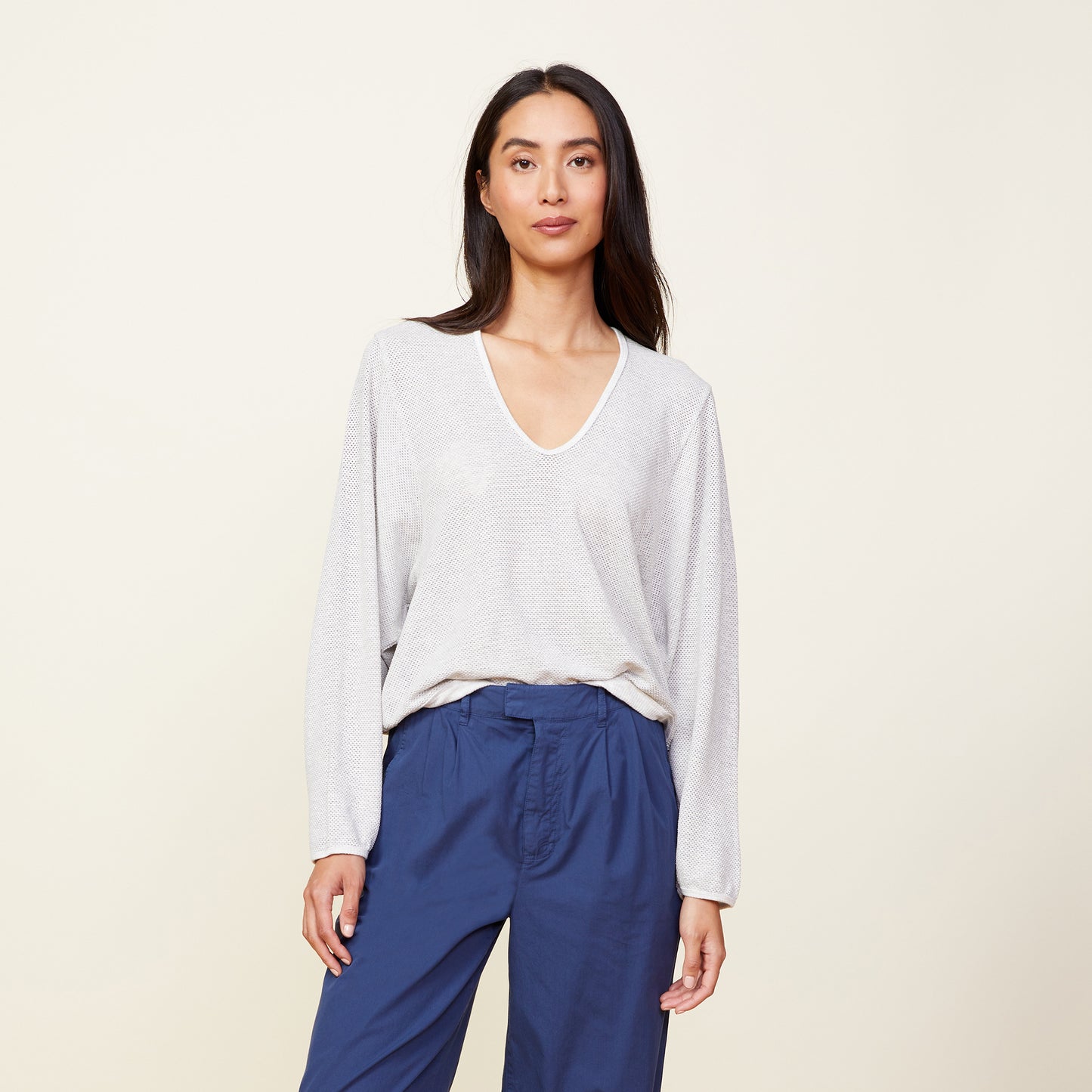 Supersoft Mesh V Neck Sweatshirt