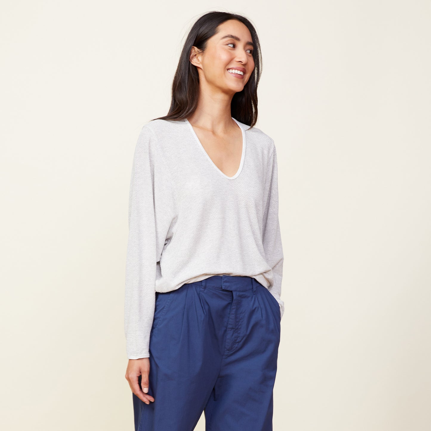 Supersoft Mesh V Neck Sweatshirt