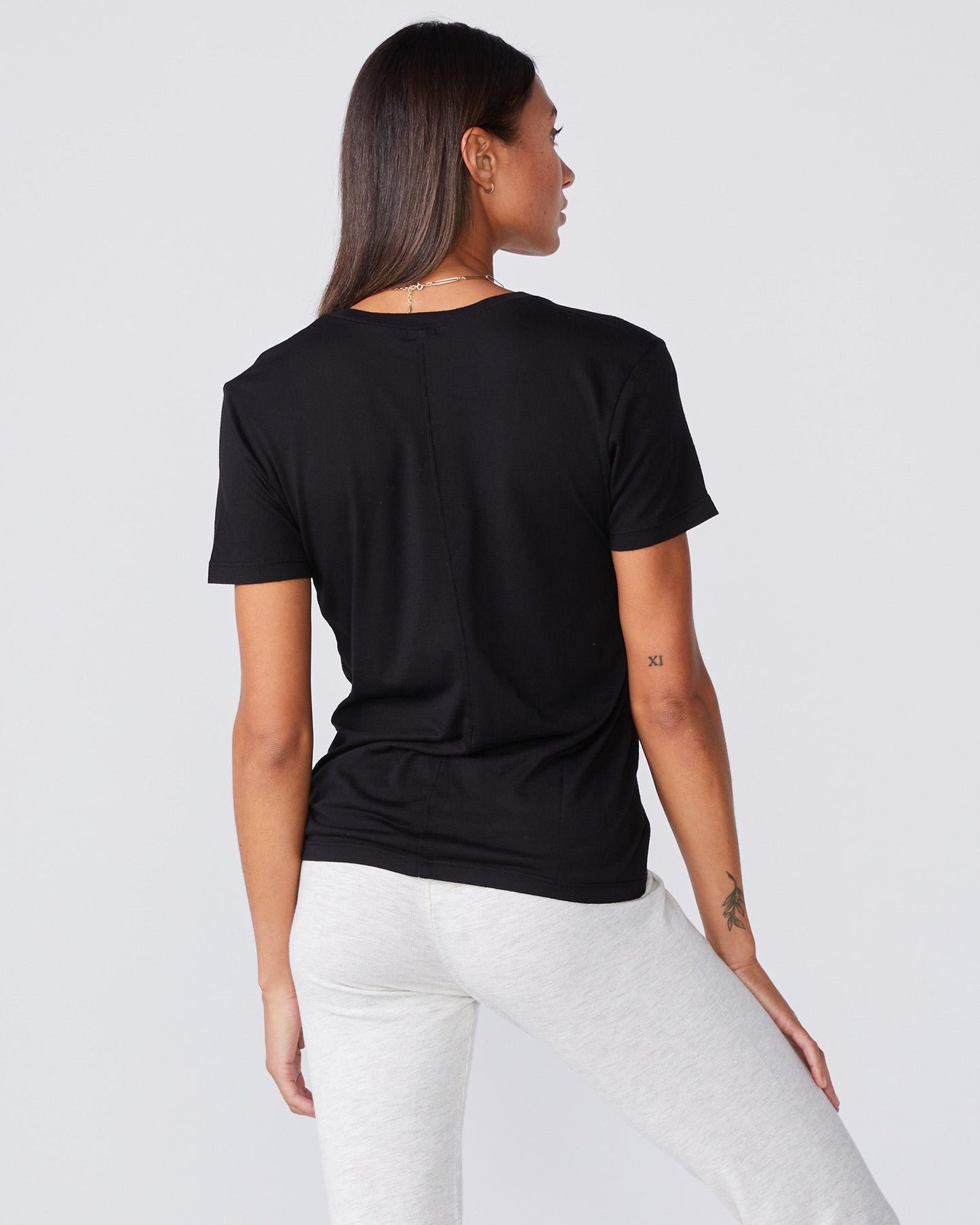 Cotton Modal Relaxed V Neck Tee (10025415503)