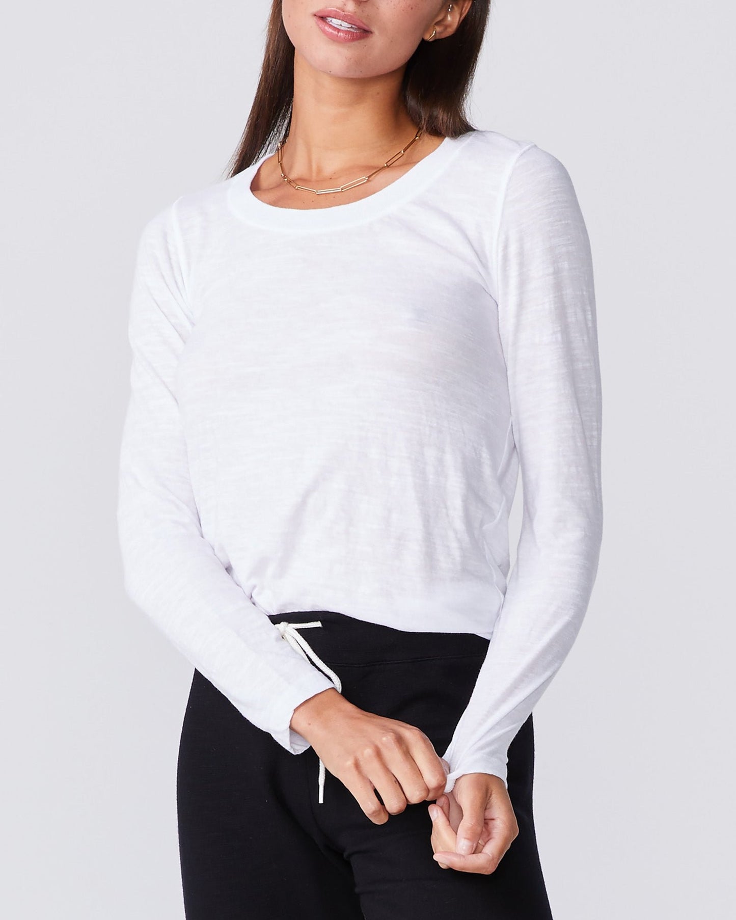 Textured Tri-Blend Fitted Long Sleeve Crew (11610729359)