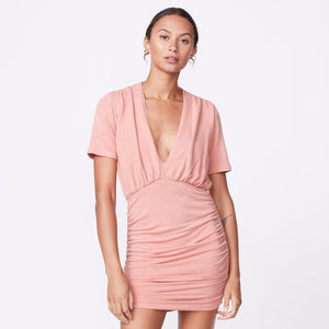 Supersoft Deep V Shirred Dress