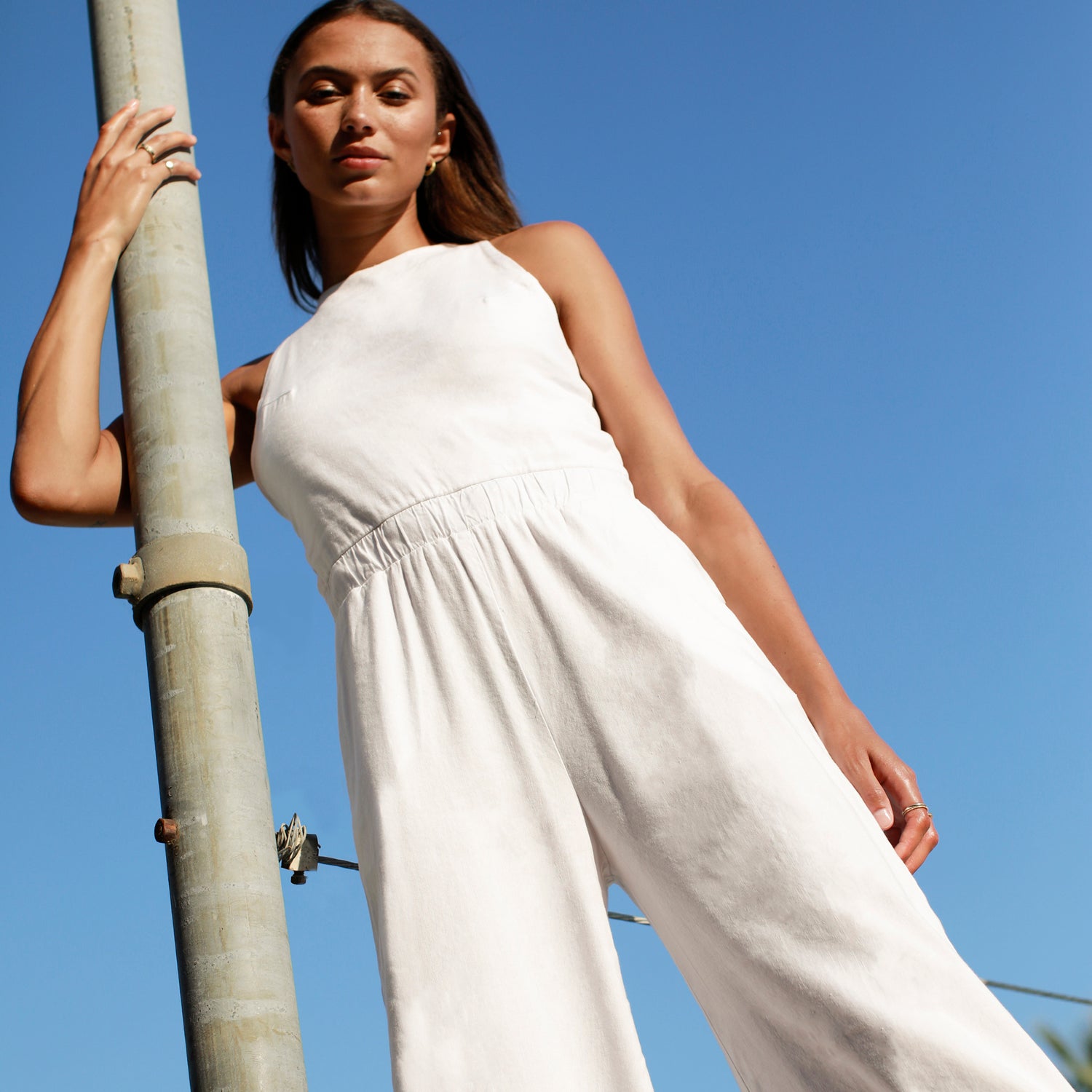 color group - LINEN RACER JUMPSUIT - HR0124