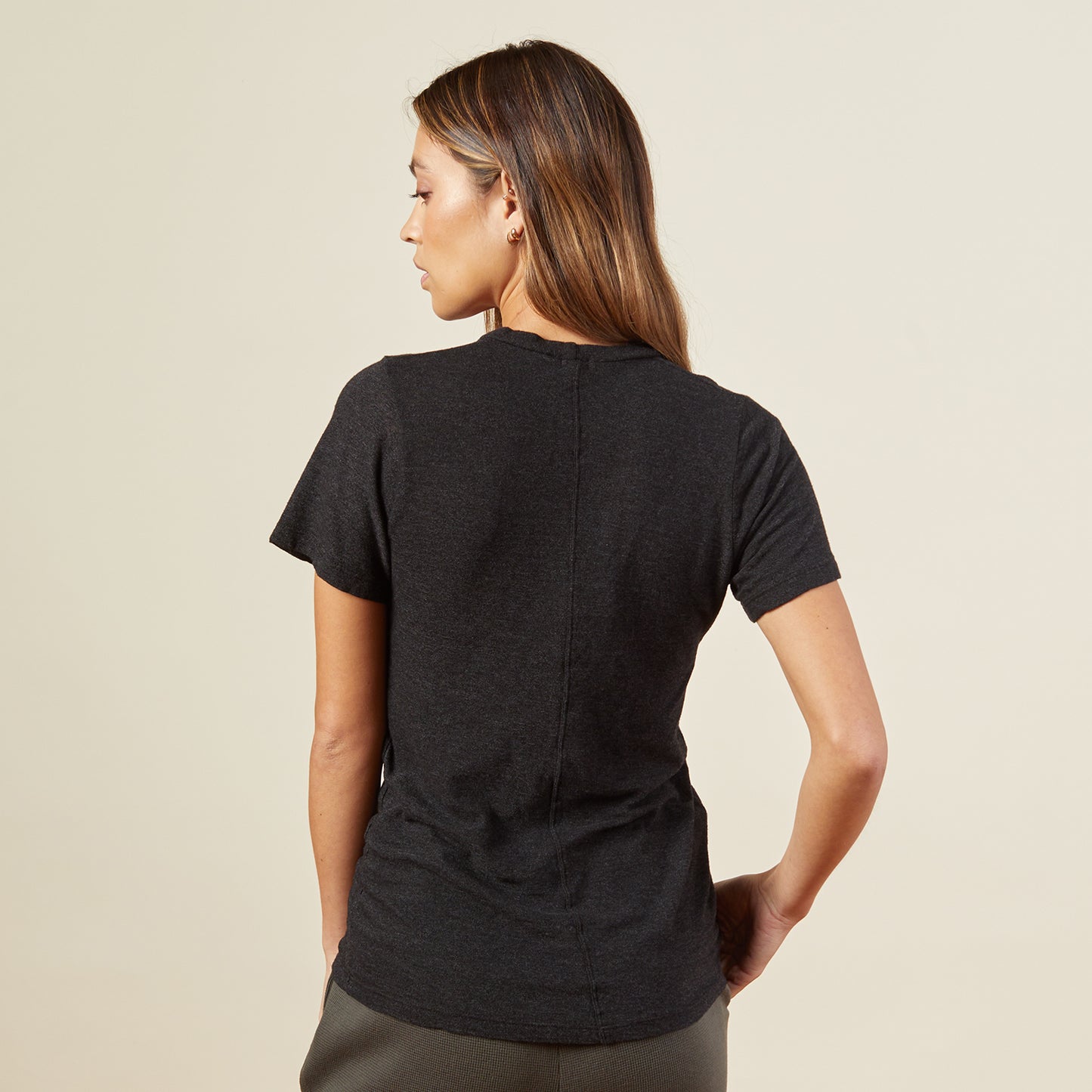 Textured Tri-Blend Fitted V Neck Tee