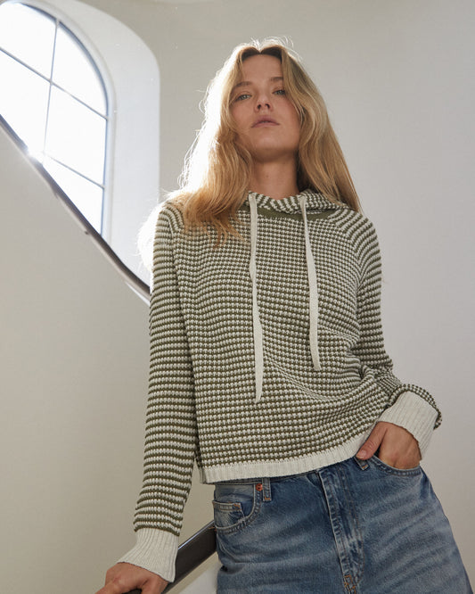 Cotton Cashmere Stripe Lounge Hoody