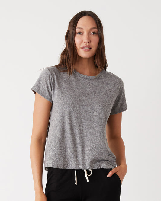 Textured Tri-Blend Basic Crew Neck Tee