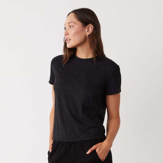 Textured Tri-Blend Basic Crew Neck Tee