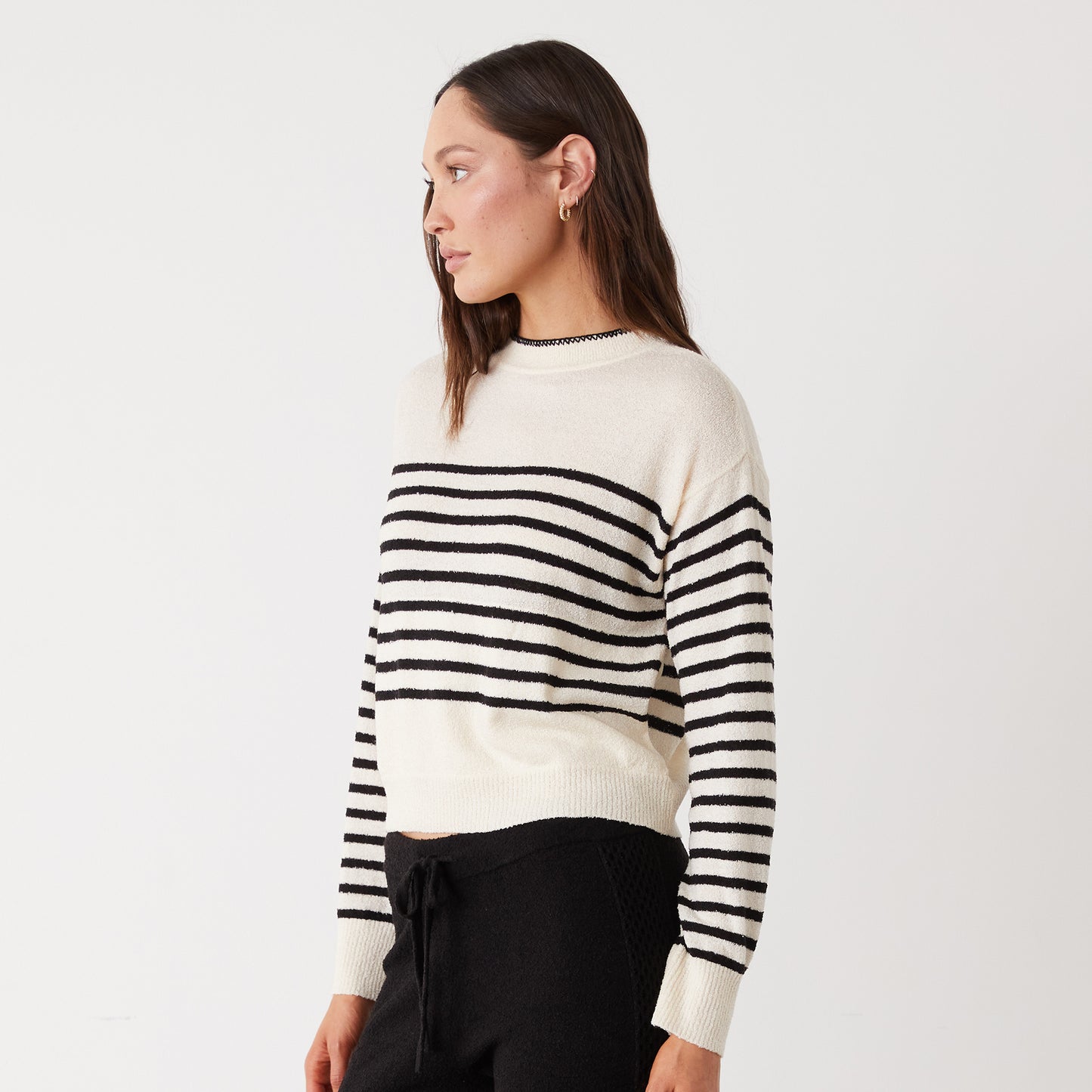 Boucle Knit Stripe Sweater – MONROW