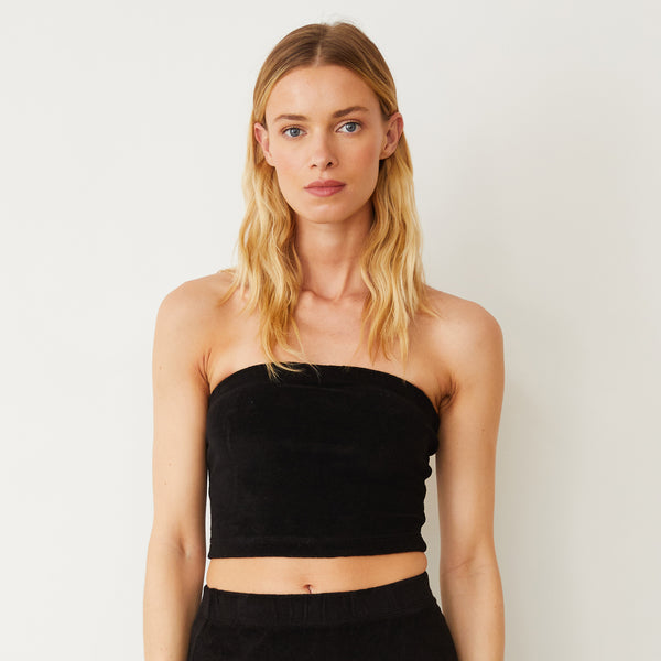 Monrow Terry Cloth Tube Top in Black Size Xs