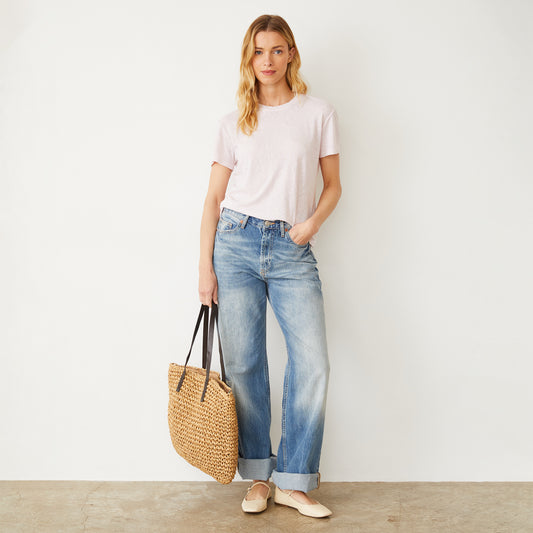 Linen Jersey Basic Crew Neck Tee