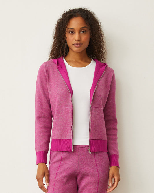 Soft Knit Two Tone Zip Up Hoody