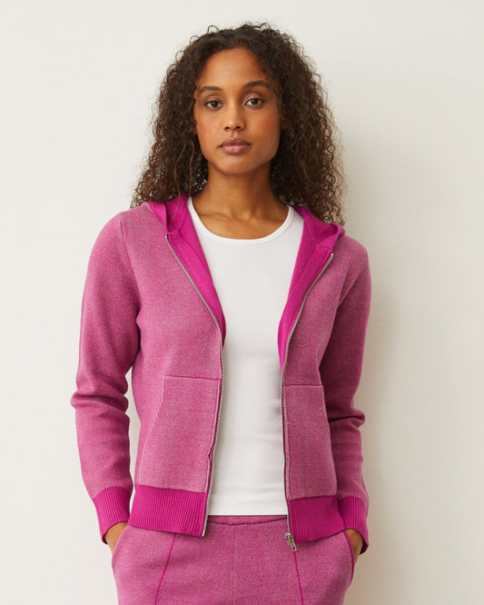 Soft Knit Two Tone Zip Up Hoody