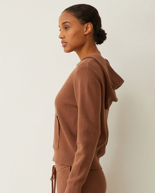 Soft Knit Waffle Kangaroo Pullover