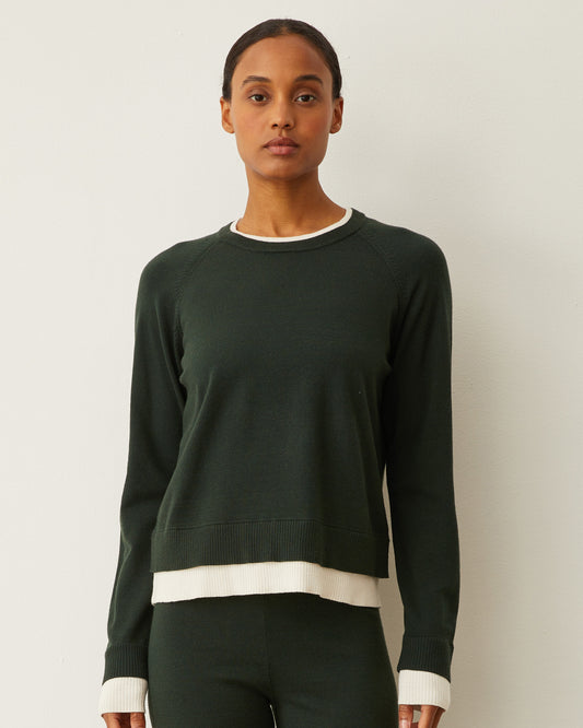 Soft Knit Crew Neck Contrast Sweater