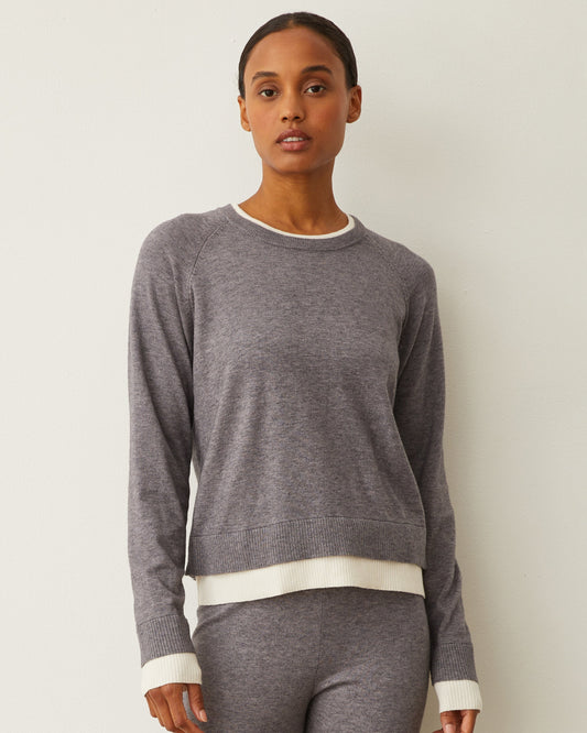 Soft Knit Crew Neck Contrast Sweater