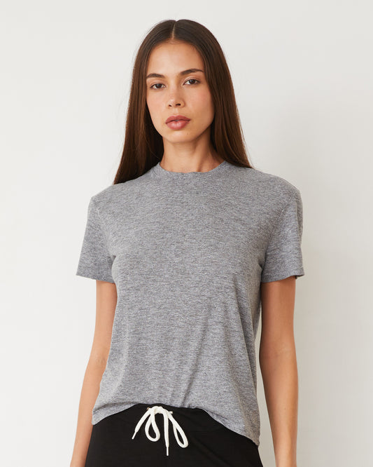 Textured Tri-Blend Basic Crew Neck Tee