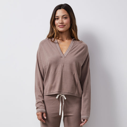 Light Soft Knit Contrast Stitch Hoody