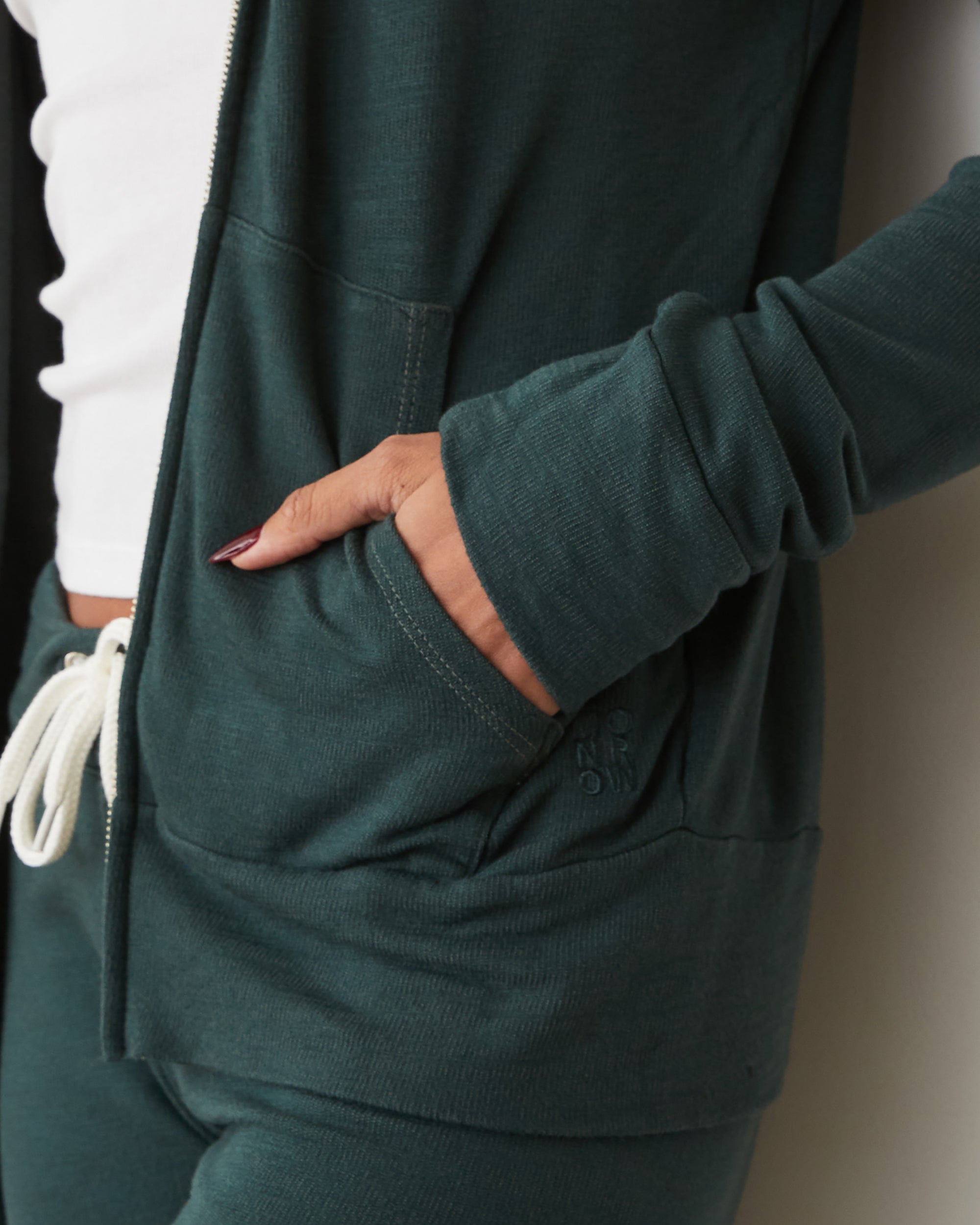 Monrow Women's Supersoft Zip Up Hoody | Lightweight Terry Hoodie With Front Pockets - View #5