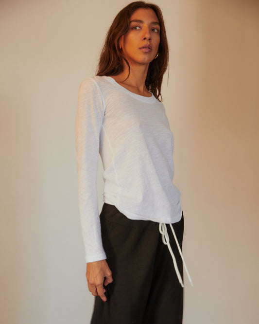 Textured Tri-Blend Fitted Long Sleeve Crew