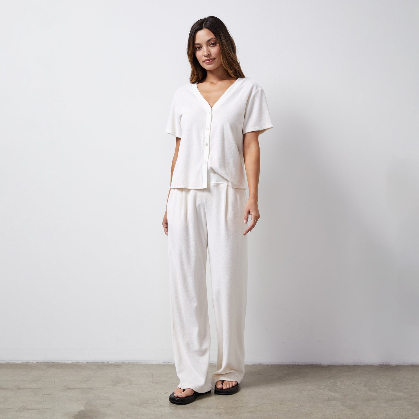 Terry Cloth Pleated Pant