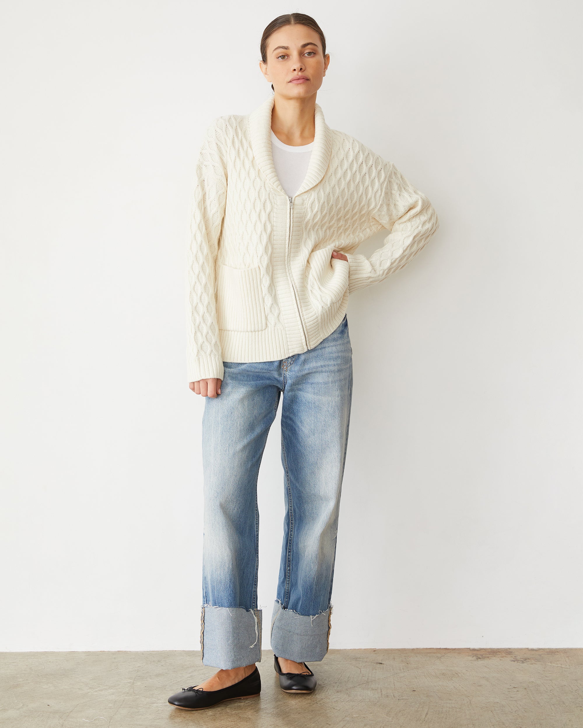 Cable Knit Zip Cardigan – MONROW