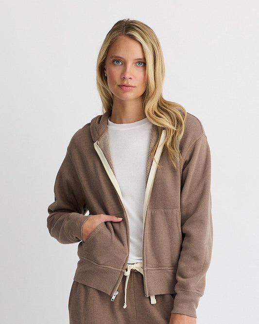 Teddy Fleece Relaxed Zip Up Hoody