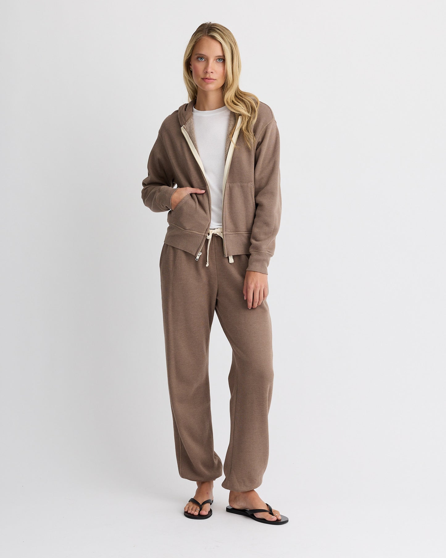 Teddy Fleece Relaxed Zip Up Hoody