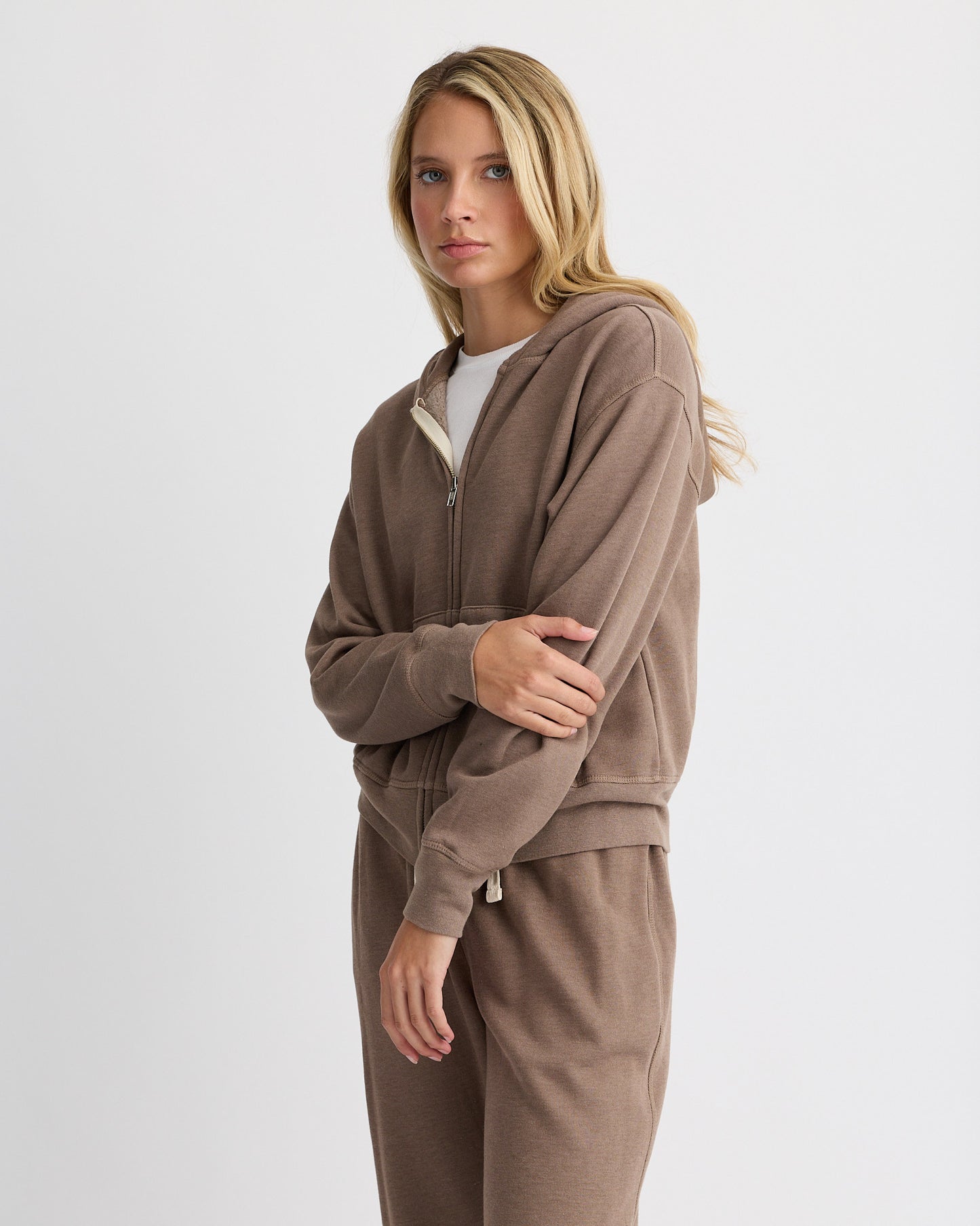 Teddy Fleece Relaxed Zip Up Hoody