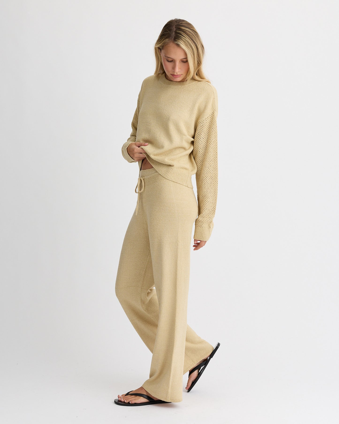 Boucle Knit Mesh Mixed Sweater