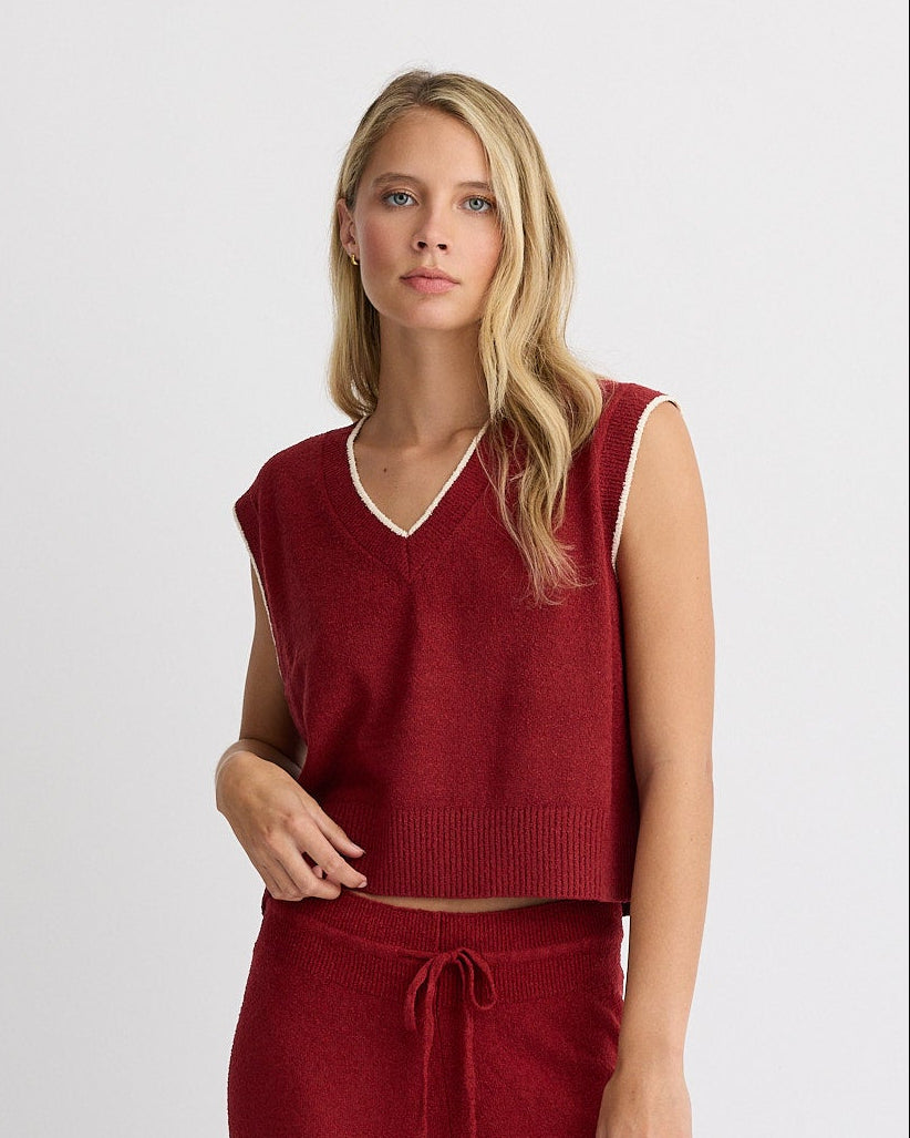 Boucle Knit V Neck Sweater Vest