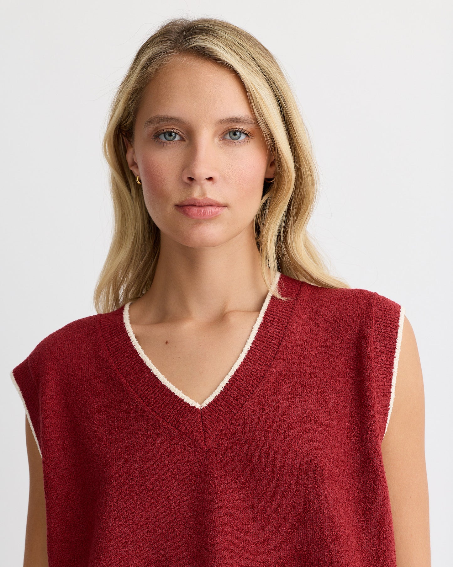 Boucle Knit V Neck Sweater Vest