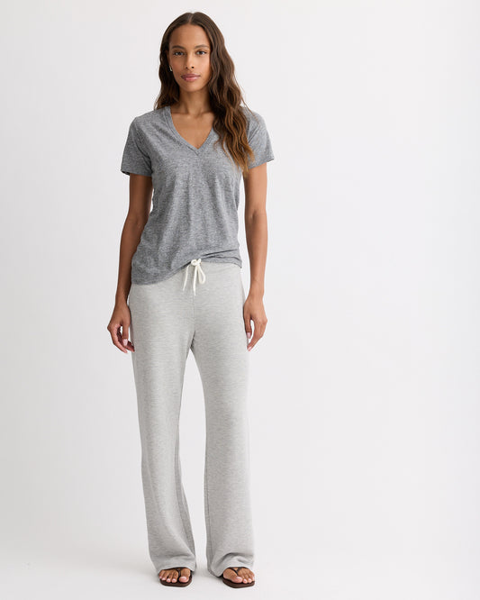 Textured Tri-Blend Relaxed V Neck Tee