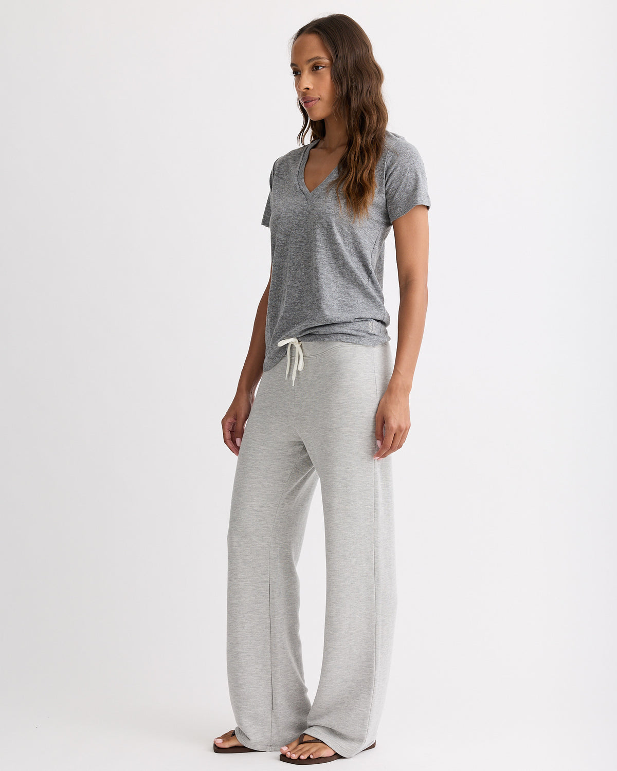 Textured Tri-Blend Relaxed V Neck Tee