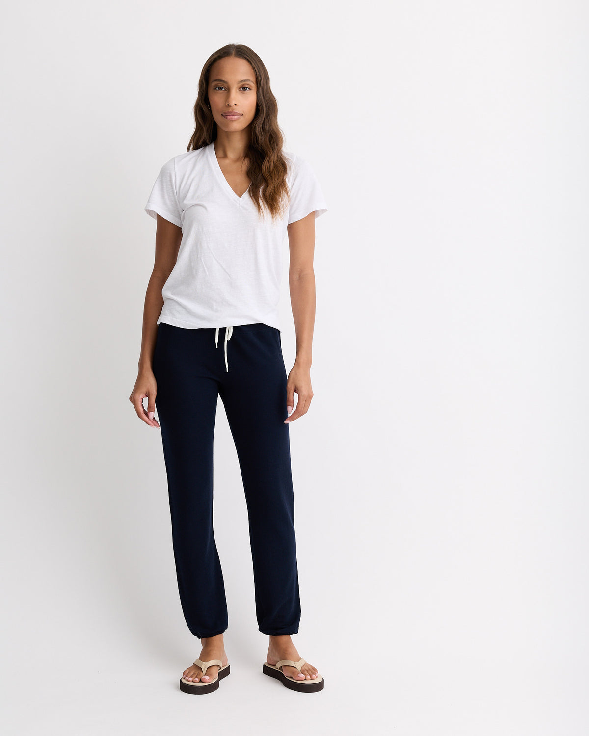 Textured Tri-Blend Fitted V Neck Tee