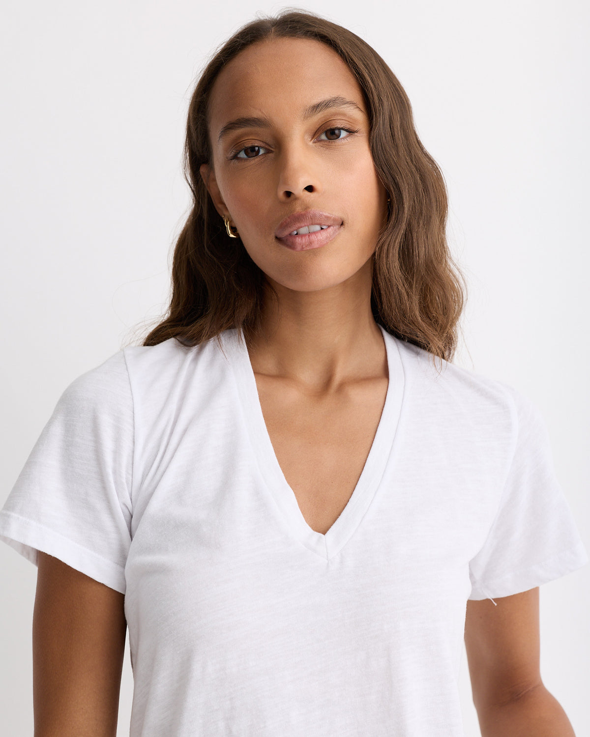 Textured Tri-Blend Fitted V Neck Tee