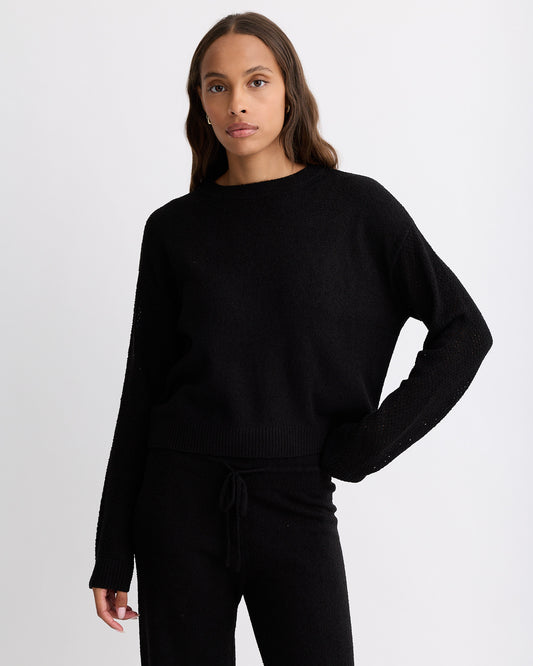 Boucle Knit Mesh Mixed Sweater