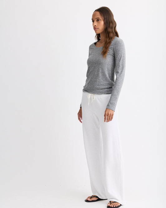 Textured Tri-Blend Fitted Long Sleeve Crew