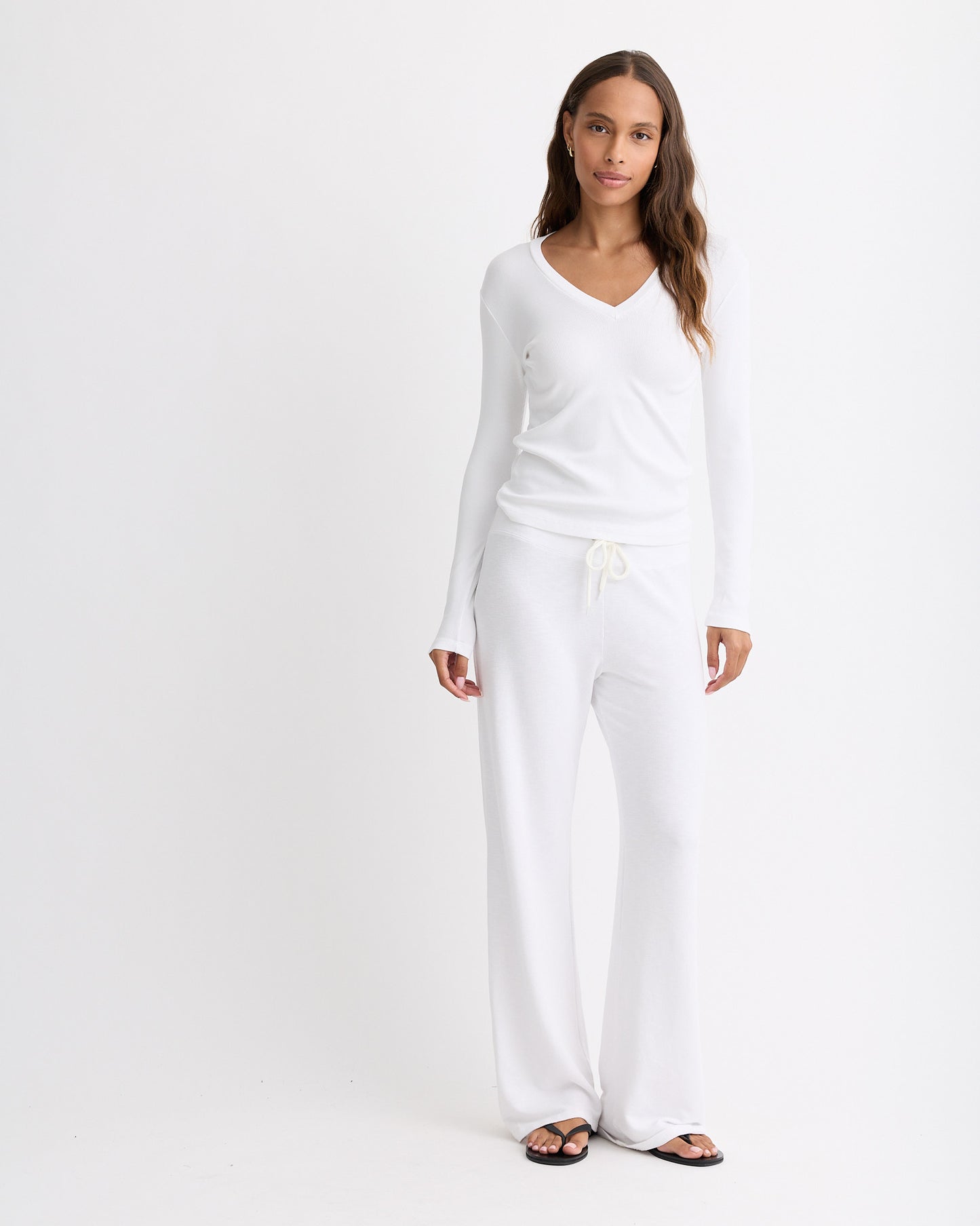 Supimaluxe Rib Long Sleeve V Neck Set