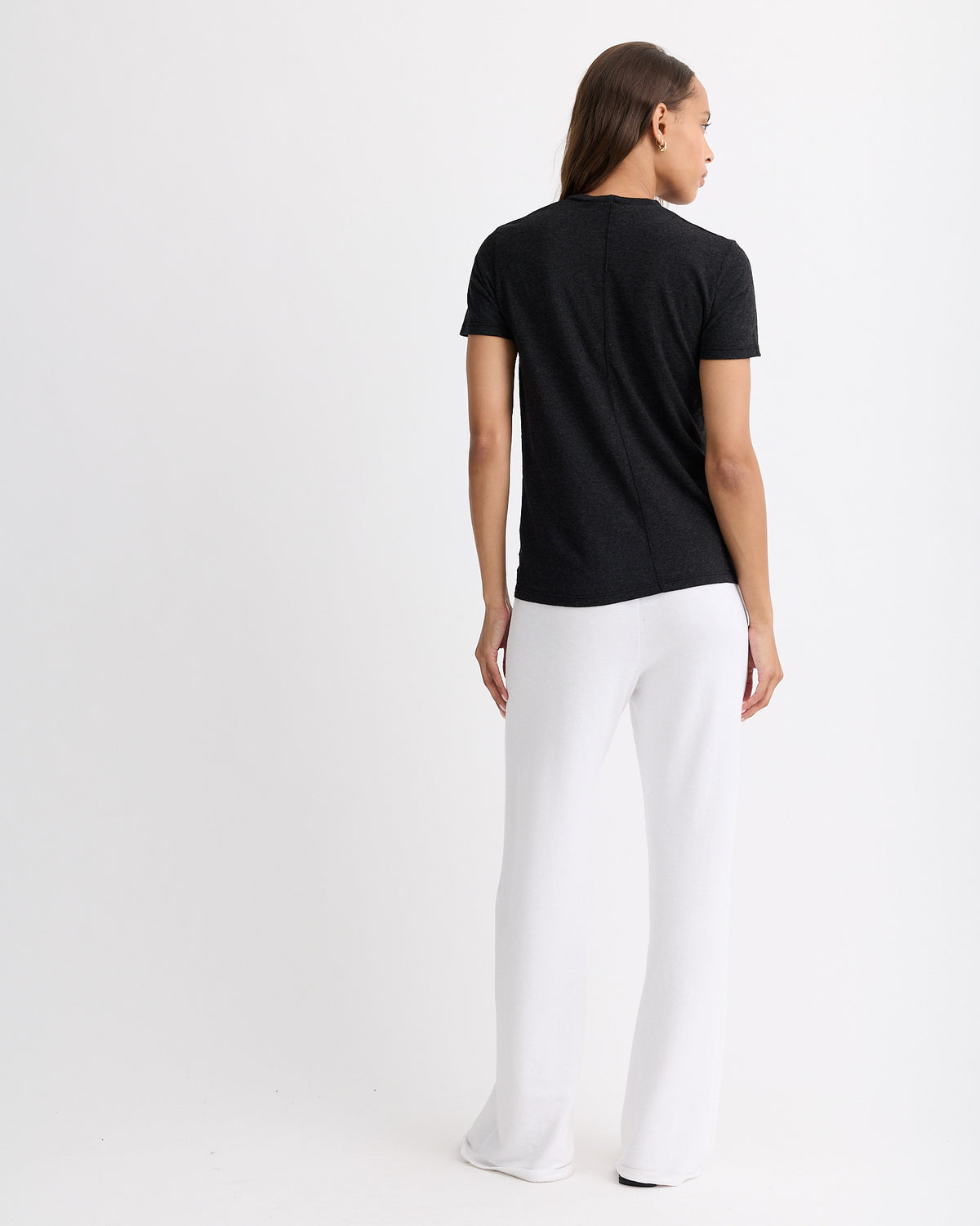 Textured Tri-Blend Fitted V Neck Tee