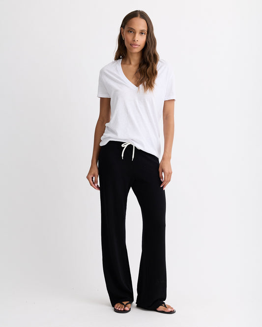 Textured Tri-Blend Relaxed V Neck Tee
