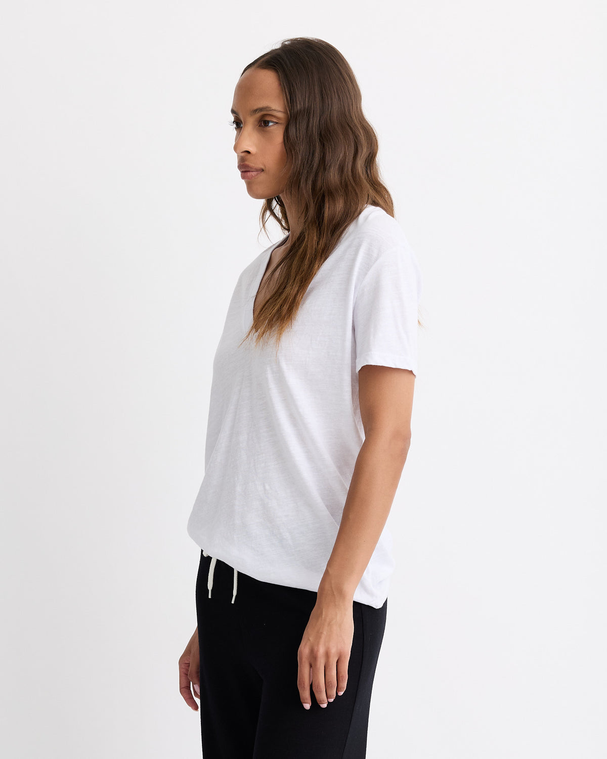 Textured Tri-Blend Relaxed V Neck Tee