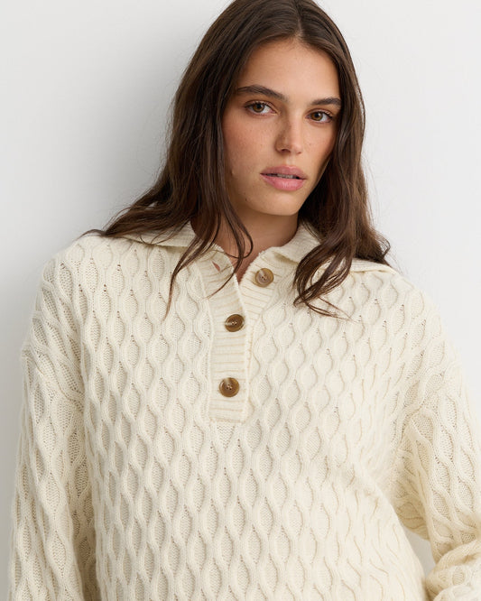 Cable Knit Polo Sweater
