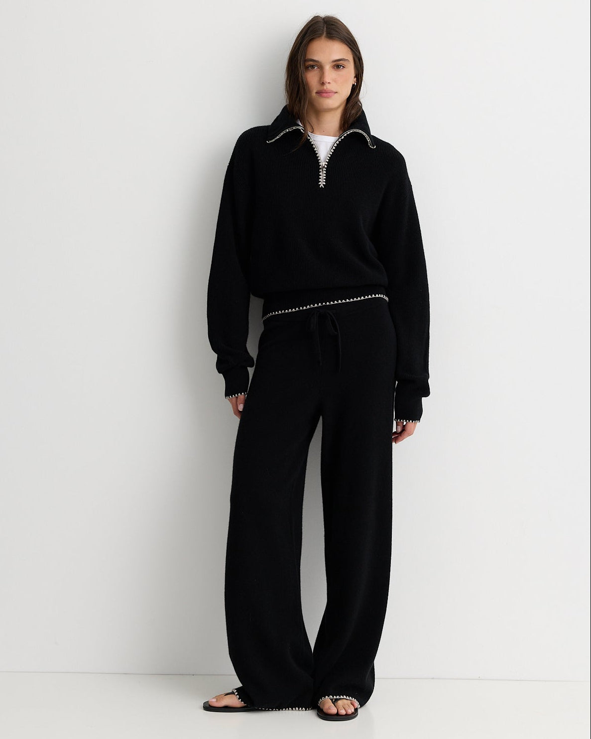 Wool Cashmere Half Zip Sweater