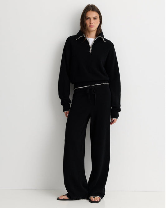 Wool Cashmere Half Zip Sweater