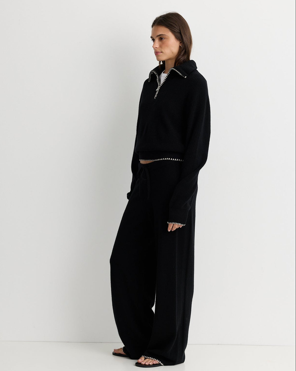 Wool Cashmere Half Zip Sweater