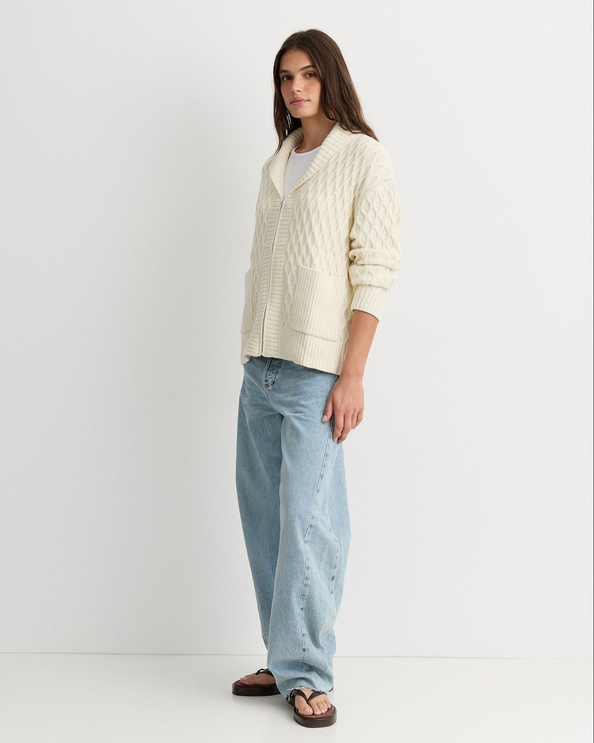 Cable Knit Zip Cardigan