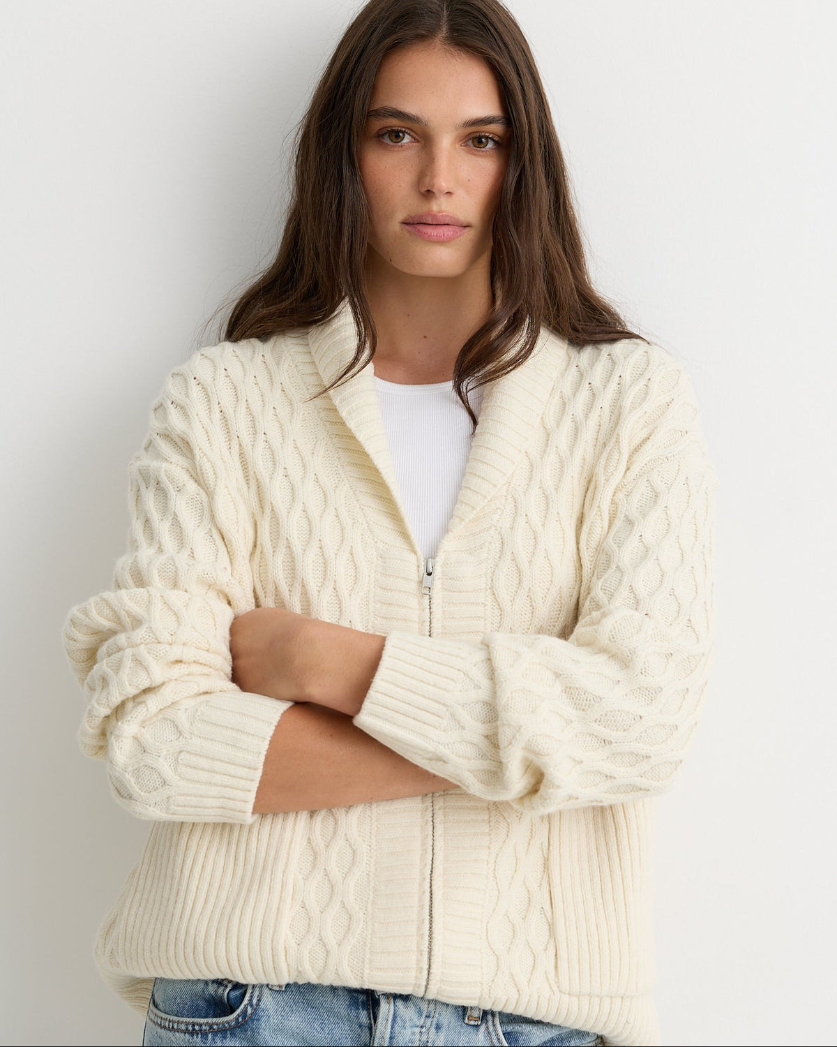 Cable Knit Zip Cardigan