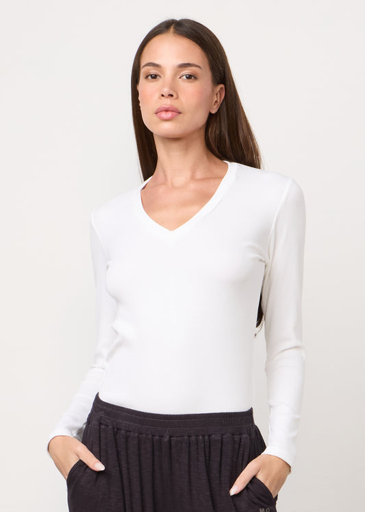Supimaluxe Rib Long Sleeve V Neck