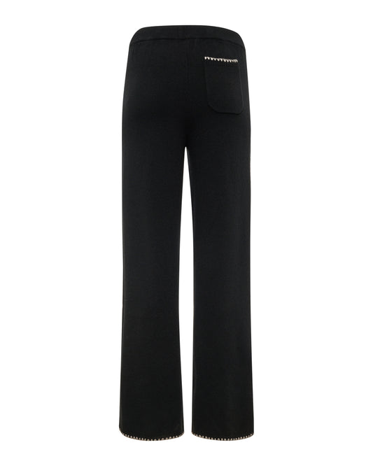 Wool Cashmere Wide Leg Blanket Stitch Sweat