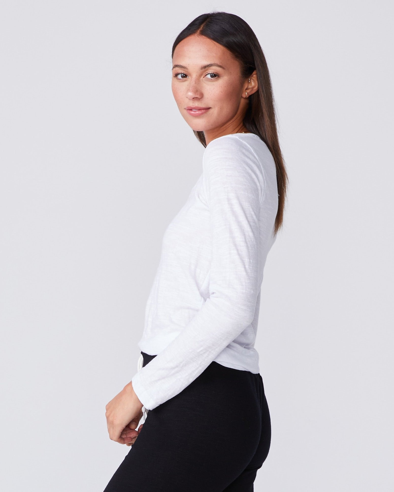 Textured Tri-Blend Fitted Long Sleeve Crew (11610729359)